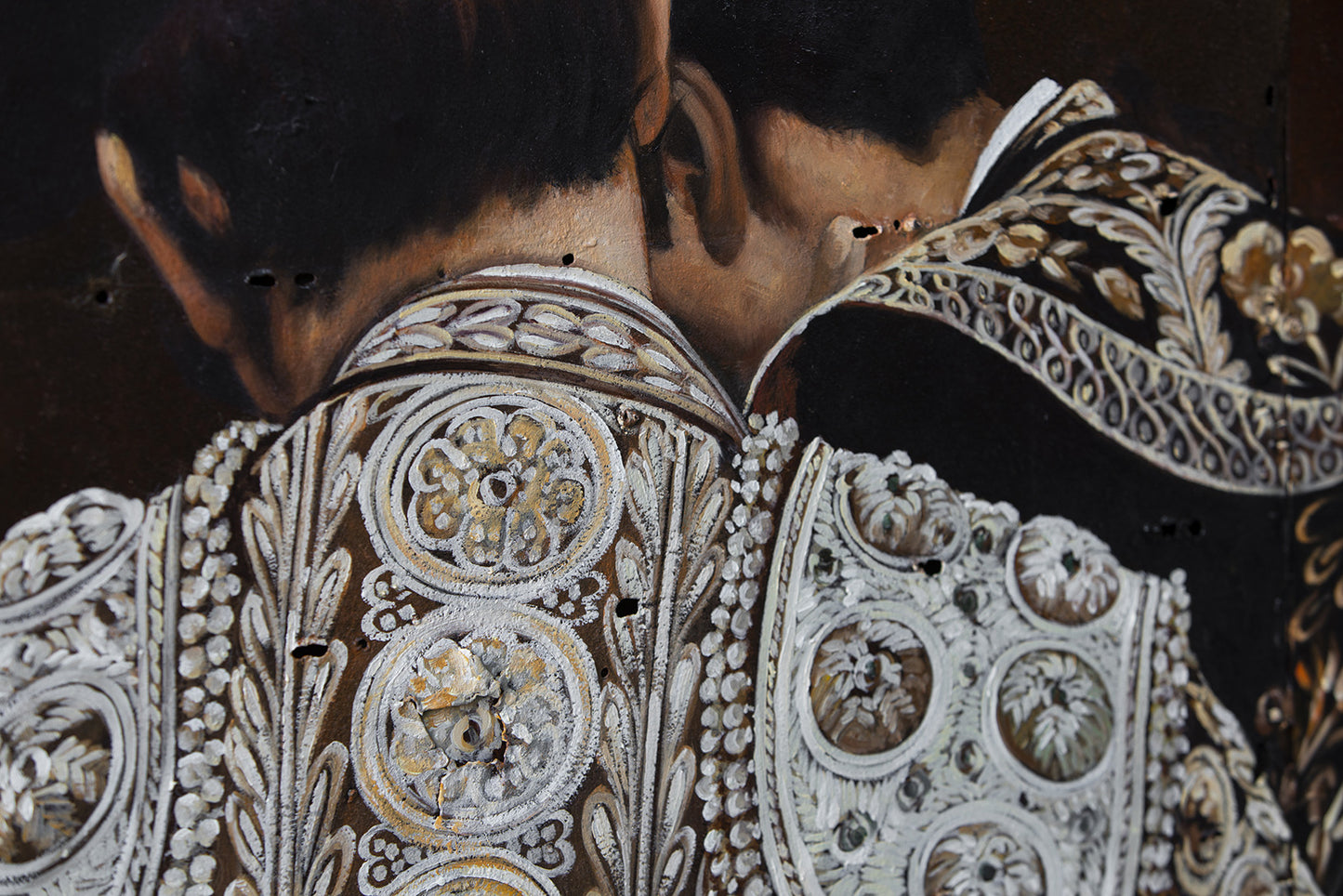 Toreros - peinture à l'huile sur métal rouillé