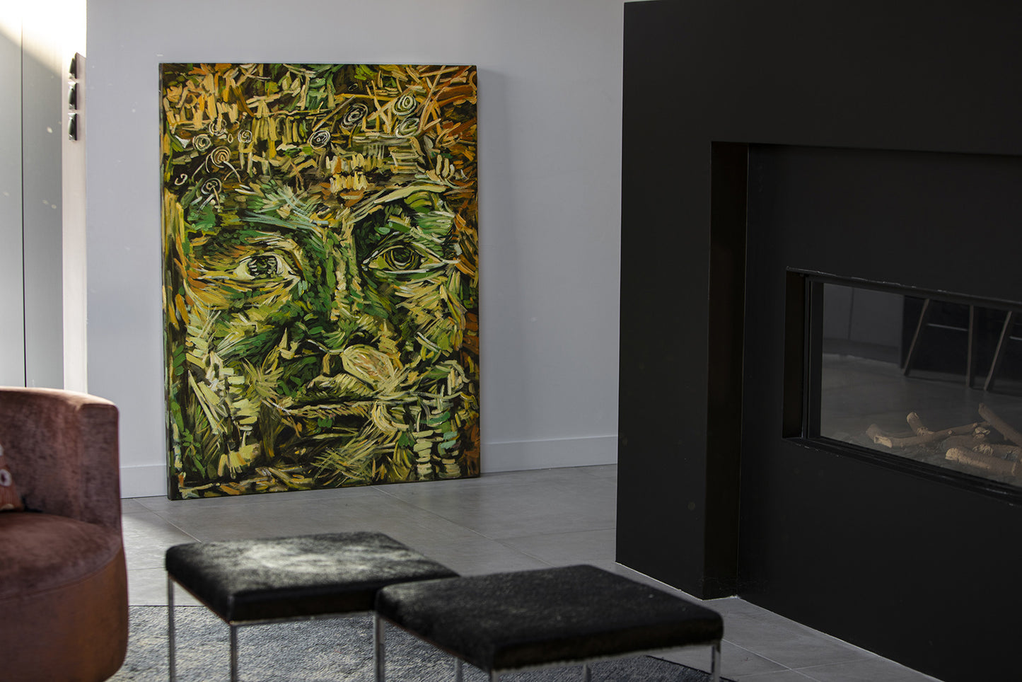 Visage - peinture à l'huile sur toile