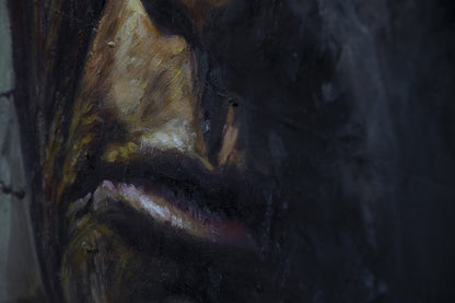 Sitting Bull - portrait sur métal, peinture à l'huile sur métal rouillé couleur