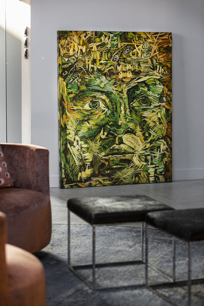 Visage - peinture à l'huile sur toile